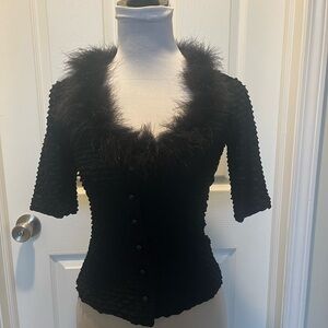 Vintage & RARE Betsey Johnson Maribou Cardigan